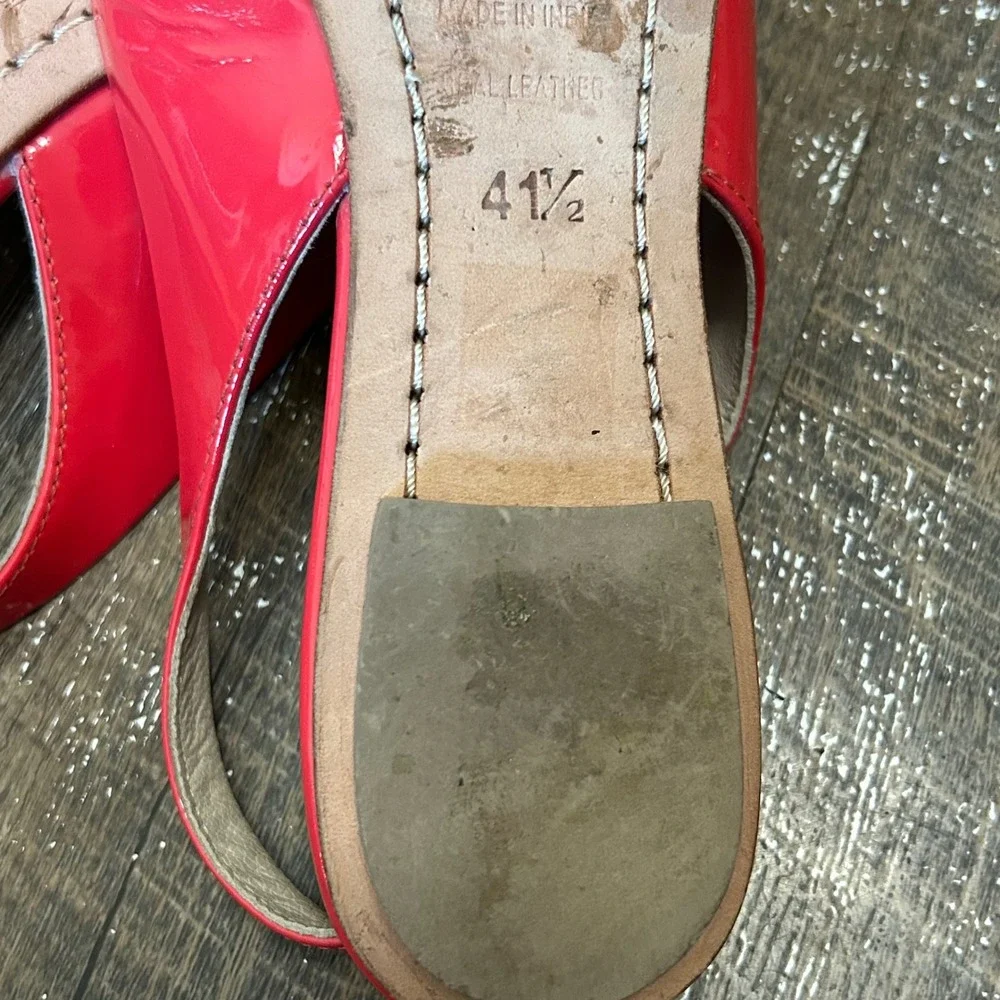 Boden Red Patent Leather Slingback Pointed Toe Flats Size 41.5 EU 10.5 Us